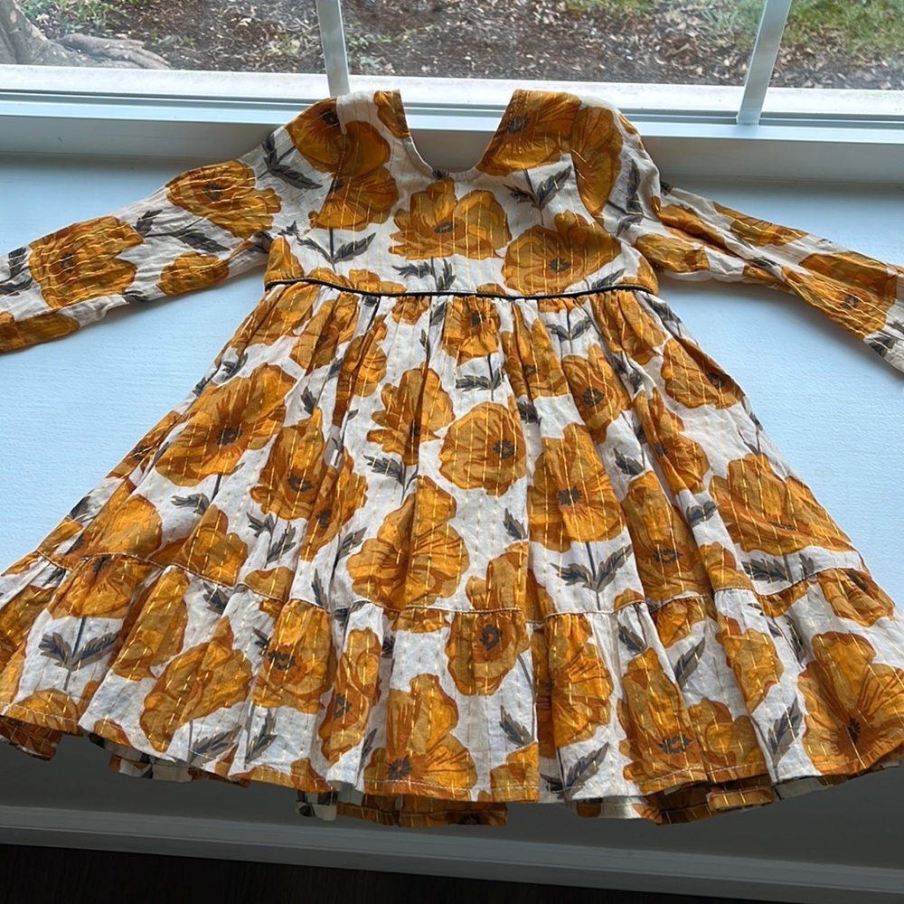 Pink Chicken gold flowered dress.  Size 2